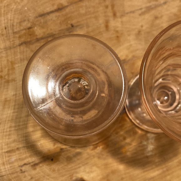 SET PADEN CITY GLASS PARTY LINE CHERIGLO PINK BLOCK OPTIC 3" WINE TUMBLER 1928- - Picture 4 of 7